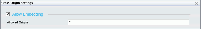 The Allow Embedding check-box in the Cross-Origin Settings dialog box.